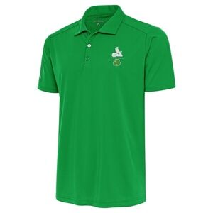 NWT Men's St. Louis Cardinals Antigua Kelly Green Shamrock Tribute Polo
